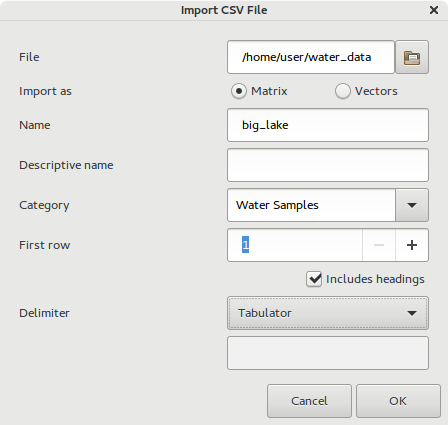 Import CSV Dialog